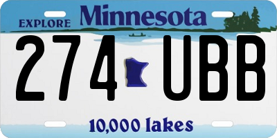 MN license plate 274UBB