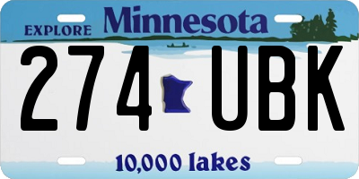 MN license plate 274UBK