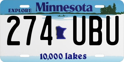 MN license plate 274UBU