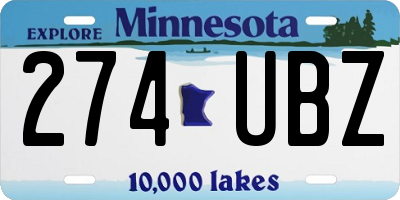 MN license plate 274UBZ