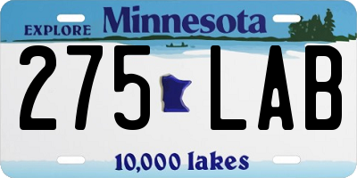 MN license plate 275LAB