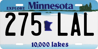 MN license plate 275LAL