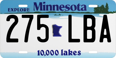 MN license plate 275LBA