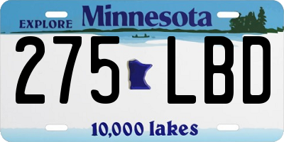 MN license plate 275LBD