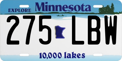 MN license plate 275LBW