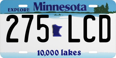 MN license plate 275LCD