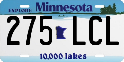 MN license plate 275LCL