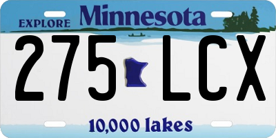 MN license plate 275LCX