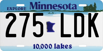 MN license plate 275LDK