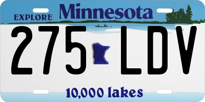 MN license plate 275LDV