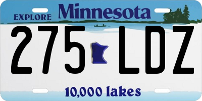 MN license plate 275LDZ