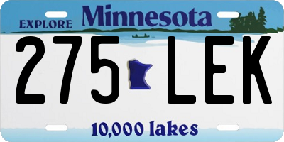 MN license plate 275LEK
