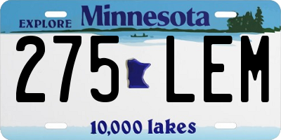 MN license plate 275LEM
