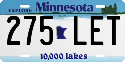 MN license plate 275LET