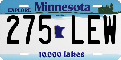 MN license plate 275LEW