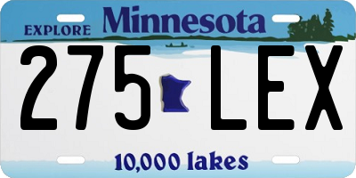 MN license plate 275LEX