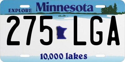 MN license plate 275LGA