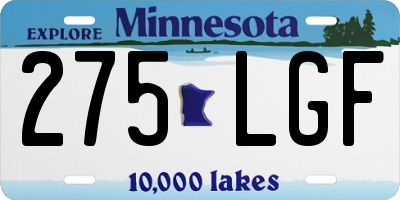 MN license plate 275LGF