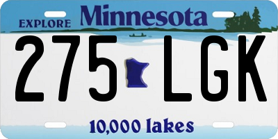 MN license plate 275LGK