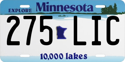 MN license plate 275LIC