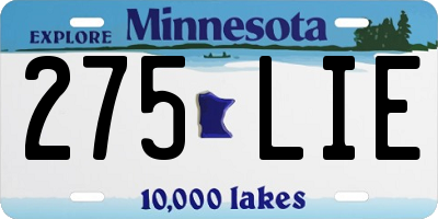 MN license plate 275LIE