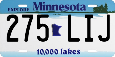 MN license plate 275LIJ