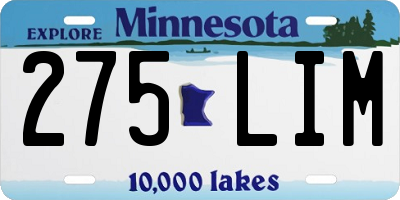 MN license plate 275LIM