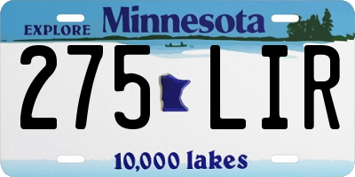 MN license plate 275LIR