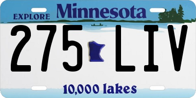 MN license plate 275LIV