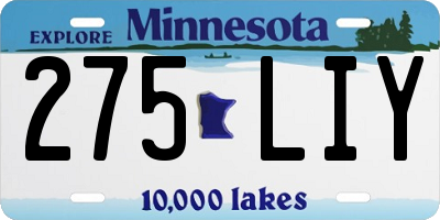 MN license plate 275LIY