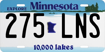 MN license plate 275LNS