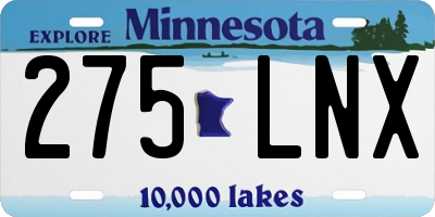 MN license plate 275LNX