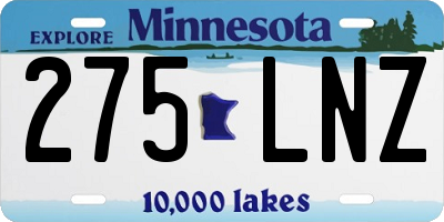 MN license plate 275LNZ