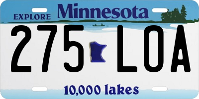 MN license plate 275LOA