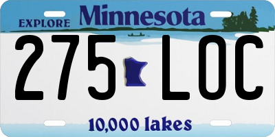 MN license plate 275LOC