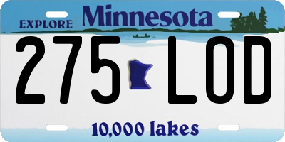 MN license plate 275LOD