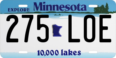 MN license plate 275LOE