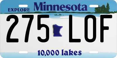 MN license plate 275LOF
