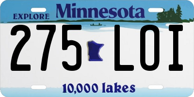 MN license plate 275LOI