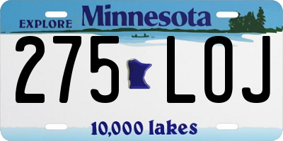 MN license plate 275LOJ
