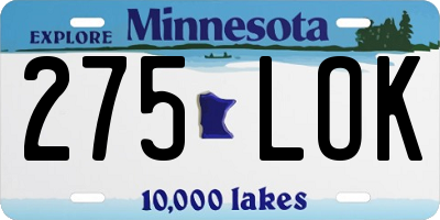 MN license plate 275LOK