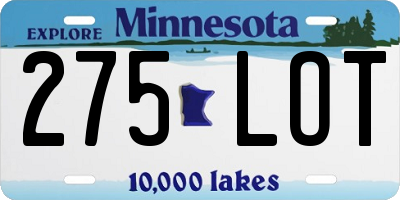 MN license plate 275LOT