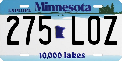MN license plate 275LOZ