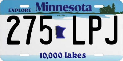 MN license plate 275LPJ