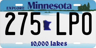 MN license plate 275LPO