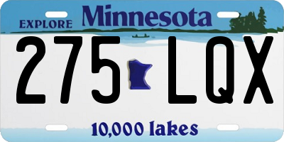 MN license plate 275LQX