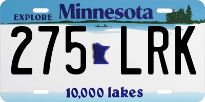 MN license plate 275LRK