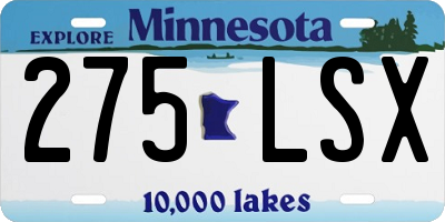 MN license plate 275LSX