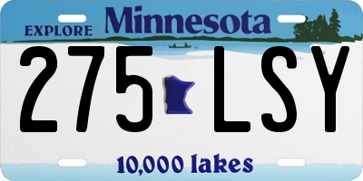 MN license plate 275LSY