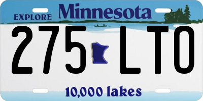 MN license plate 275LTO
